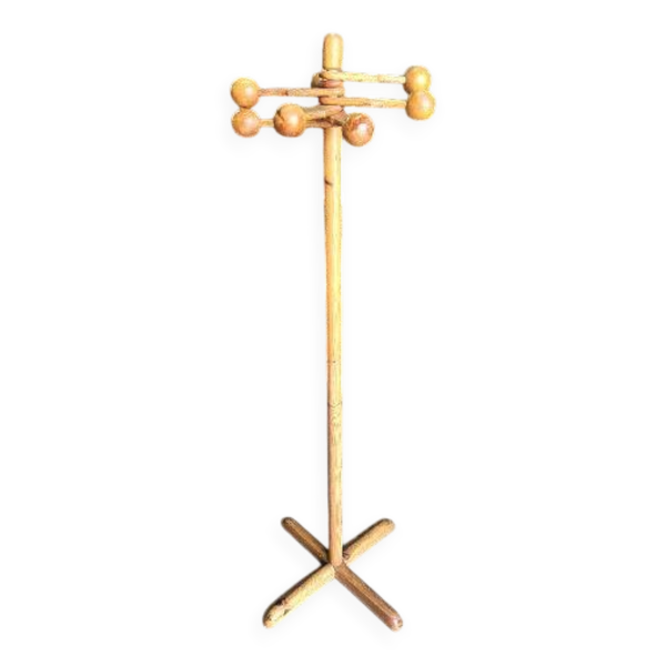 Porte manteau 1960 moderniste vintage en sapin 7 b