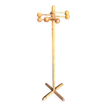 Porte manteau 1960 moderniste vintage en sapin 7 b