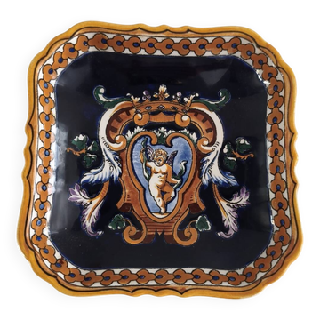 Coupelle carrée / Vide-poche faïence de Gien - Renaissance