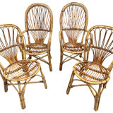 Set en rotin fauteuil et chaise Provençale des années 60