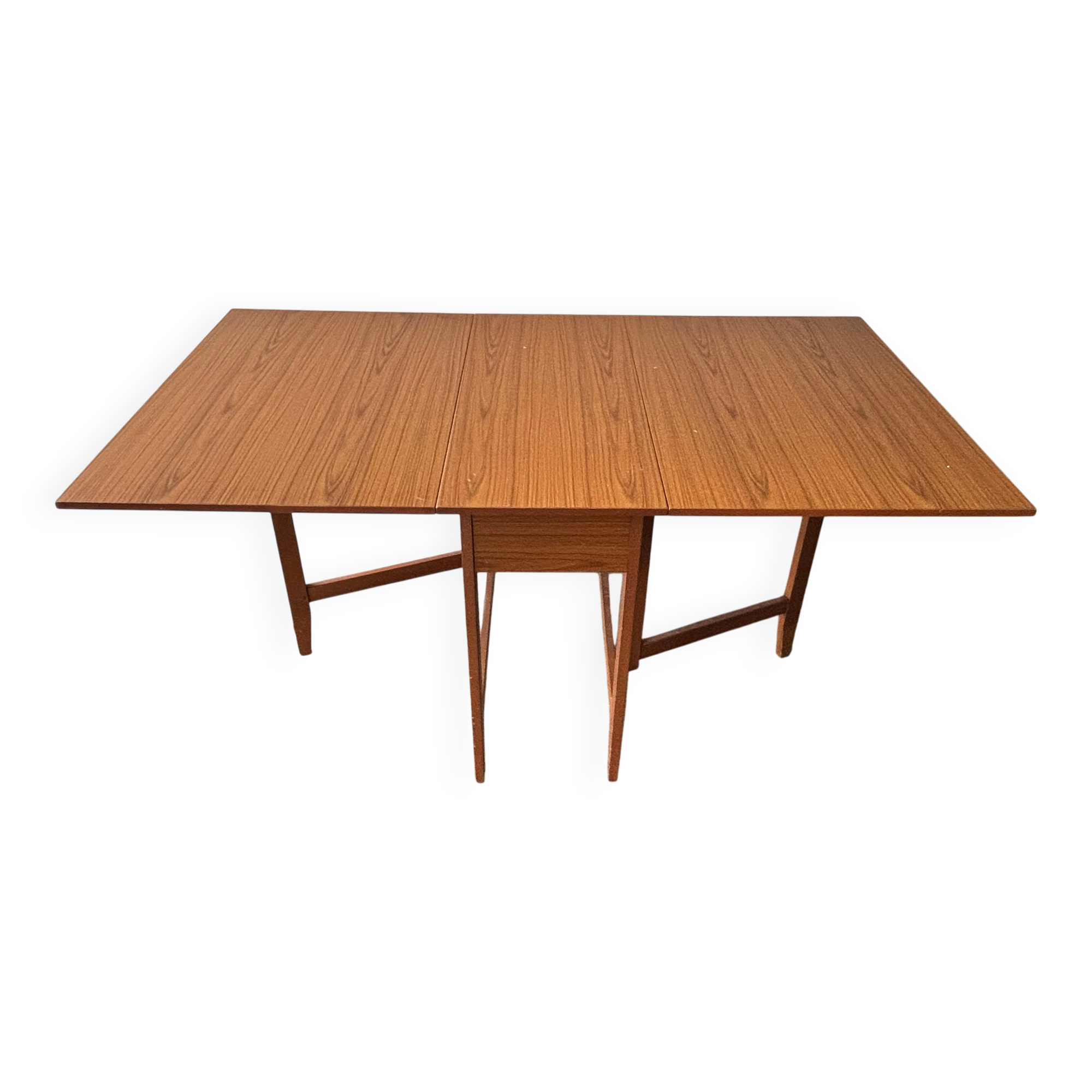 Schreiber Mid-Century Modern vintage teak drop-leaf dining table, 1960s