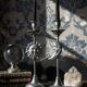 Pair of handcrafted candle holders Sun & Moon vintage mid-century silver-plated tin
