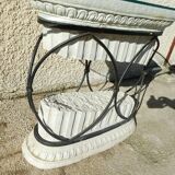 Greek column console in forge iron and glass
