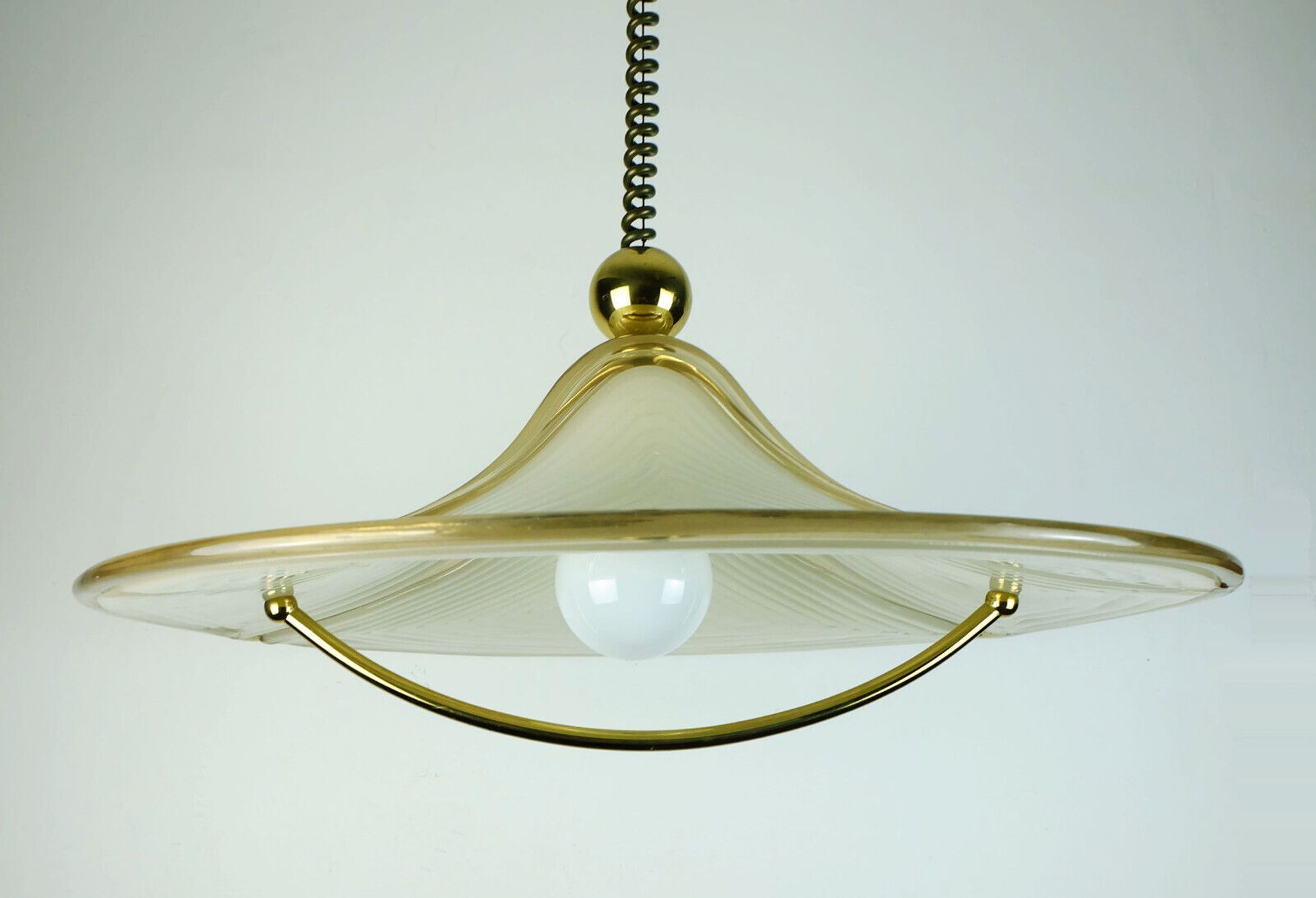 large cristallux hustadt adlustable PENDANT LAMP acrylic and brass