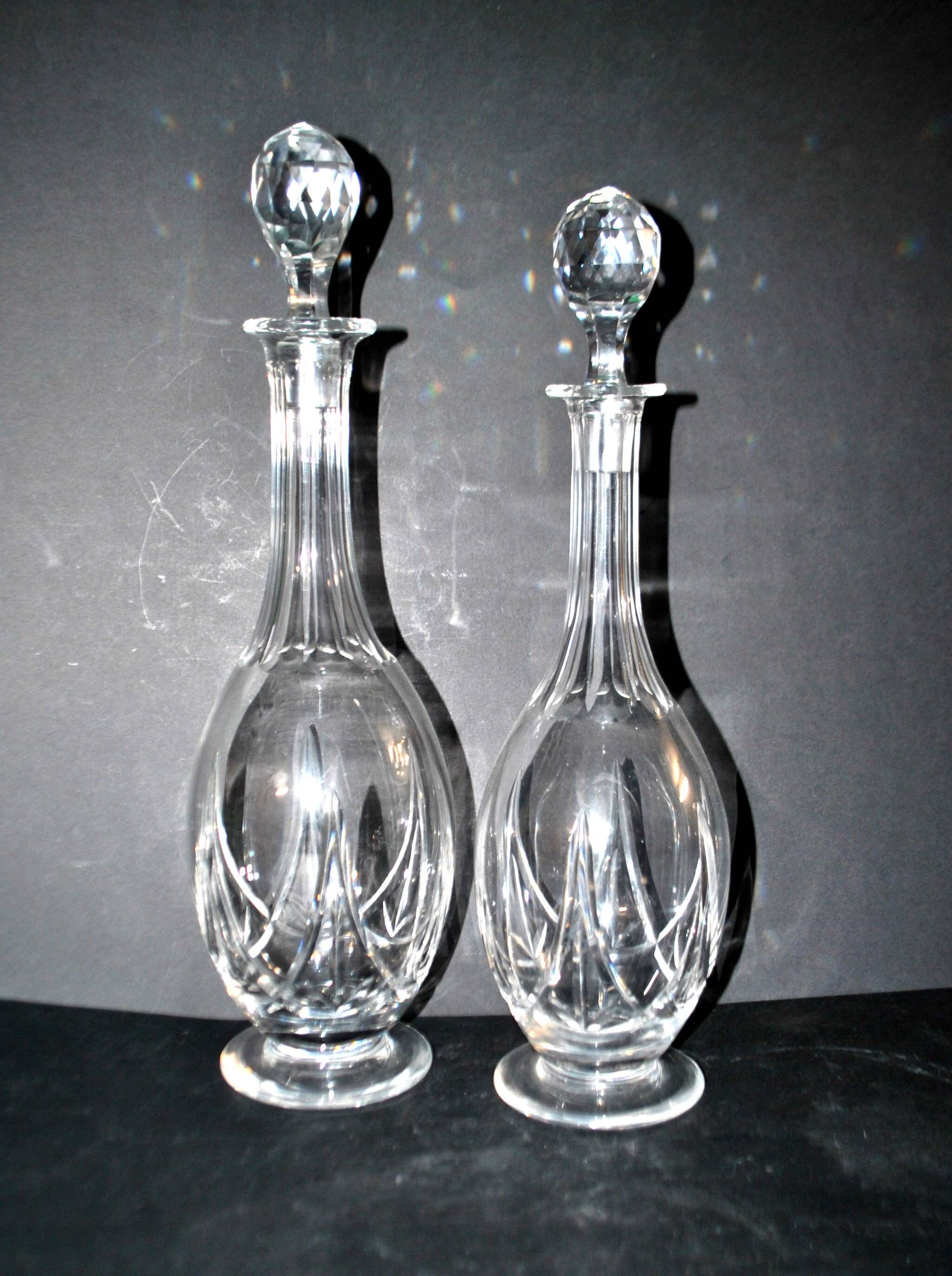 Saint-louis set of 2 antique lasalle cut crystal carafes 1930