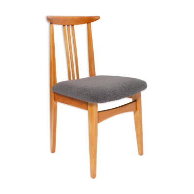 Chaise mid-century en bois de hêtre et tissu bouclé gris graphite, m. zielinski, europe, 1960