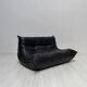 1990s vintage Togo set in black leather by Michel Ducaroy for Ligne Roset