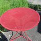 Antique wrought iron gueridon repainted in burgundy red.