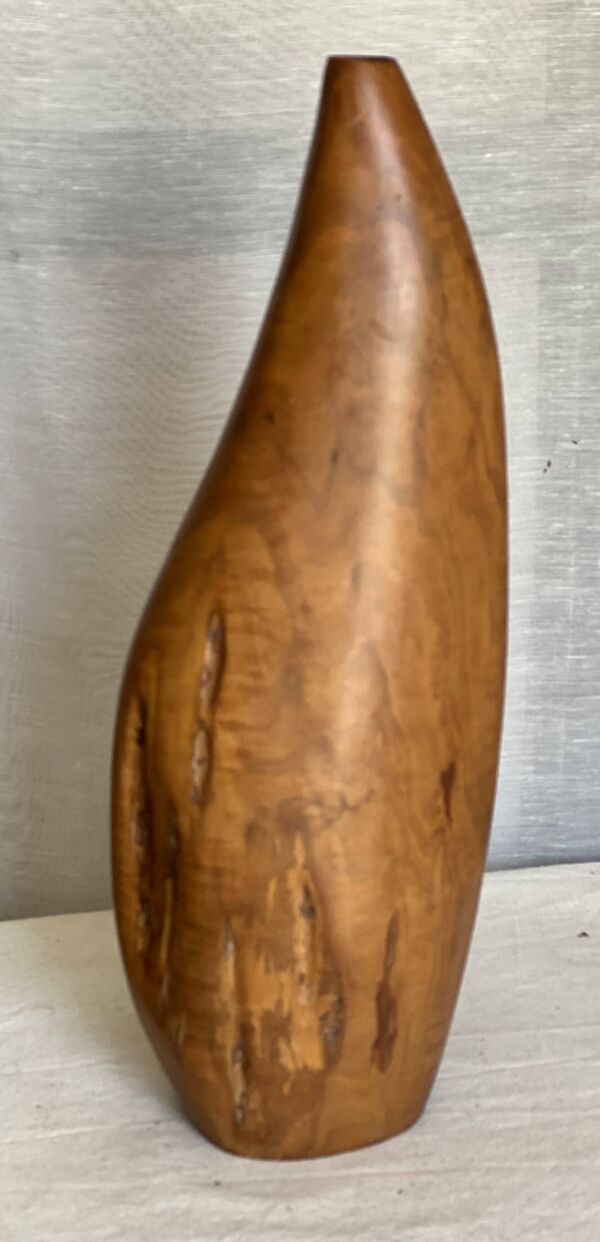 Vase-sculpture forme libre vintage 1950 bois d'Olivier signé ''JPL
