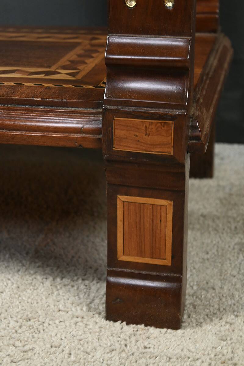 Rare small marquetry display cabinet, louis xvi style – mid 19th century