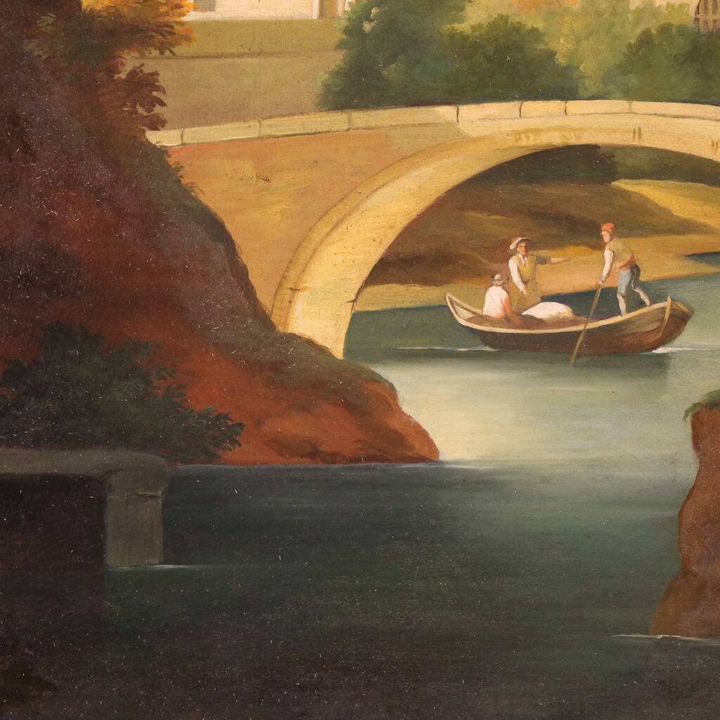 Great landscape painting with figures from the 20th century