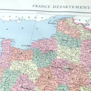 Old map of France and its departments in 1950 43x43cm