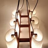 Scandinavian chandelier in teak and perspex 1950/1960