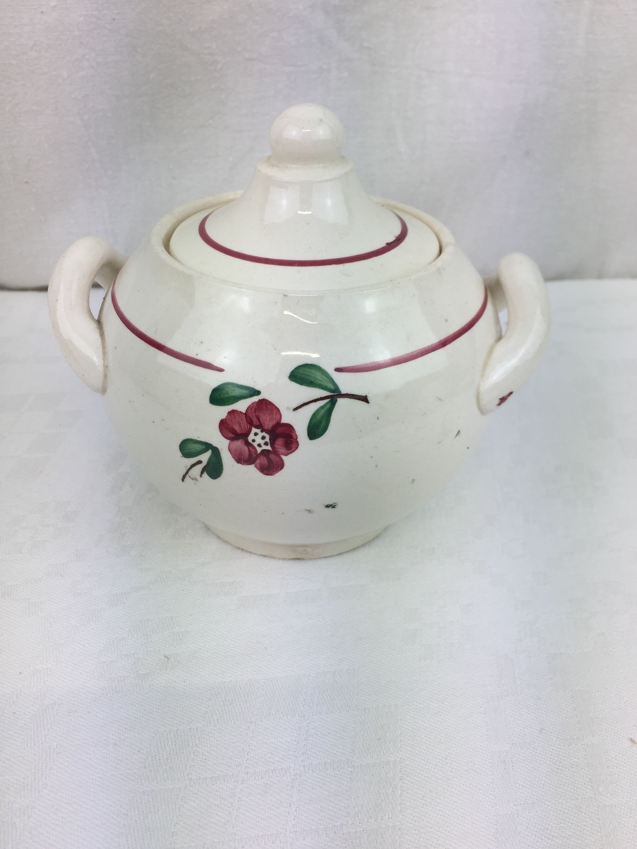 Old sugar bowl with floral decoration Made in France Sarreguemines