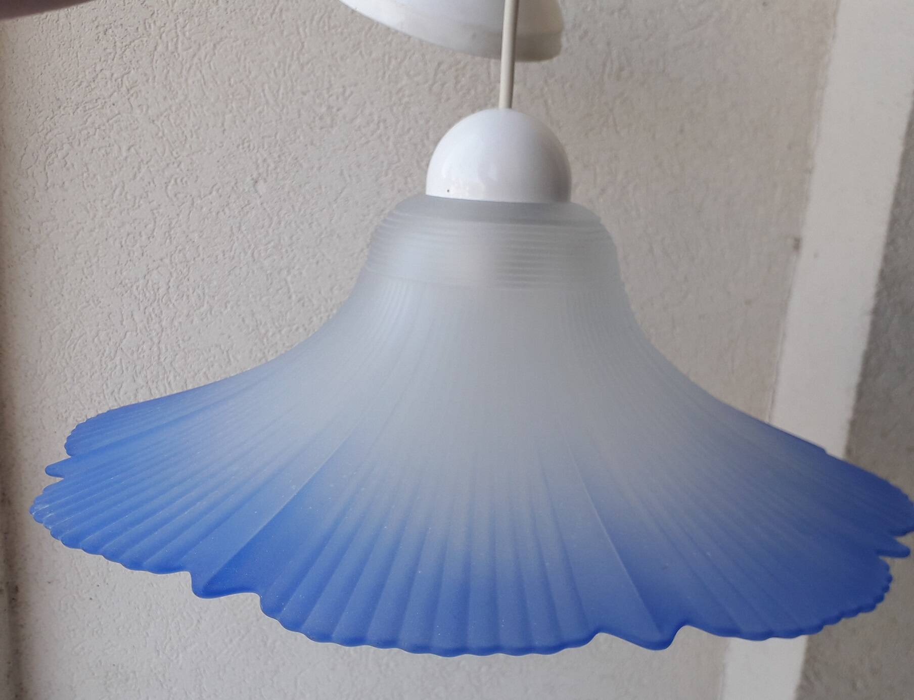 Blue glass pendant light