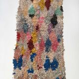 Moroccan Berber carpet Boucherouite with colored diamonds 242x110cm