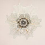 Pendant light with hand-blown glass pieces on a brass base made by Glashütte Limburg.