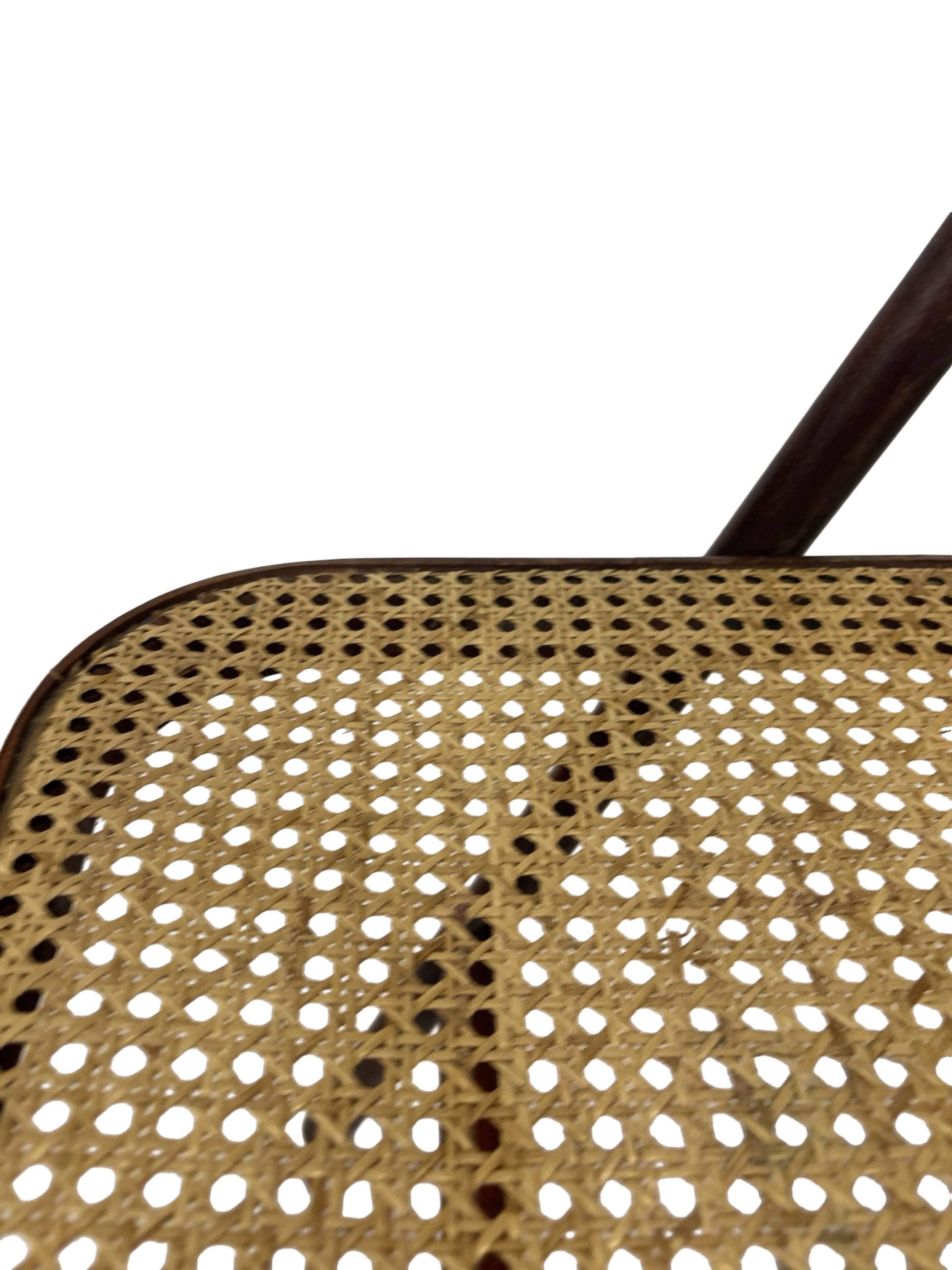 Vintage wooden folding chair with webbing seat 60s minimalist design