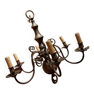 Dutch brass chandelier with 6 arms