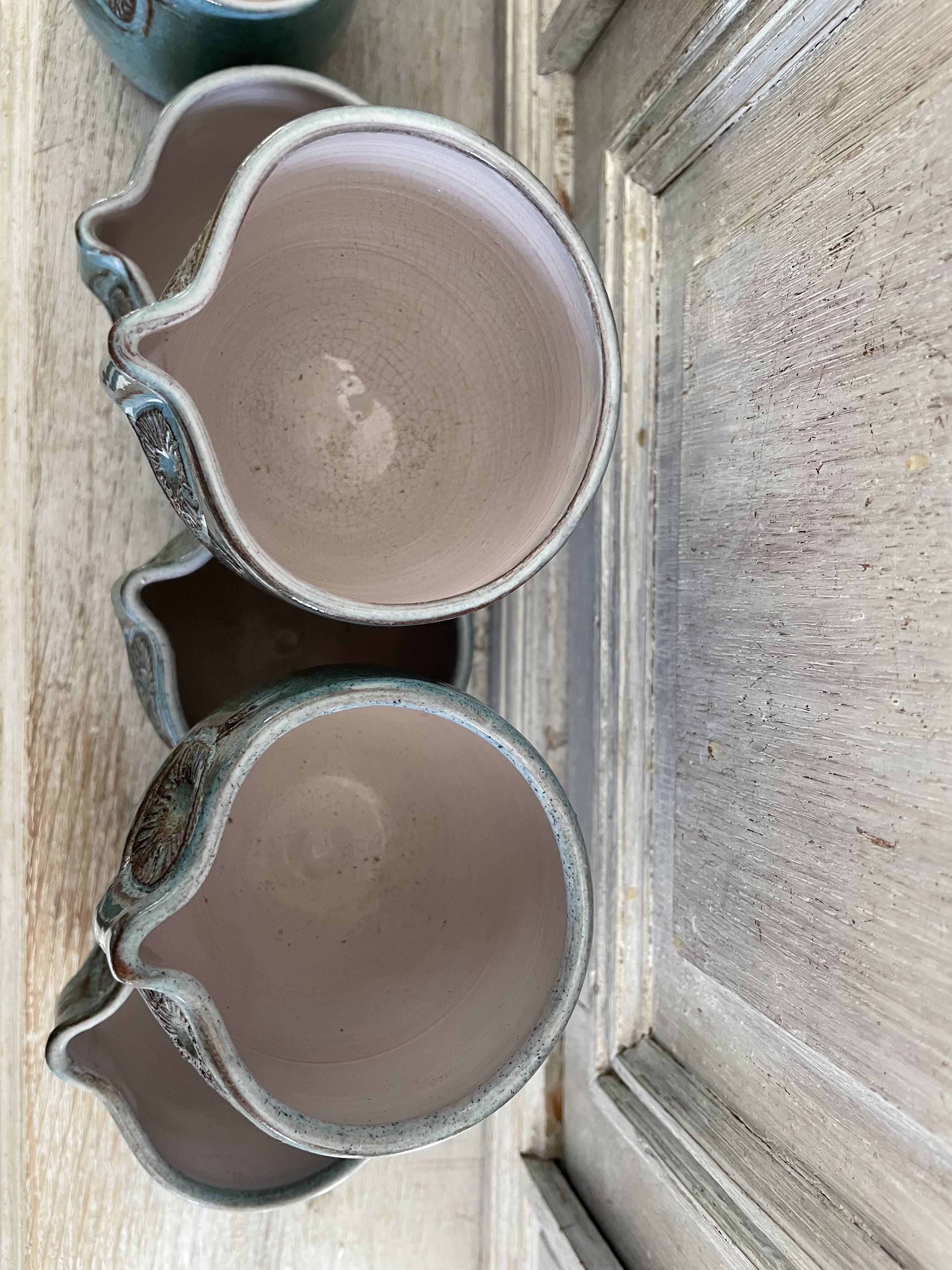 Set 6 vintage ceramic owl mugs