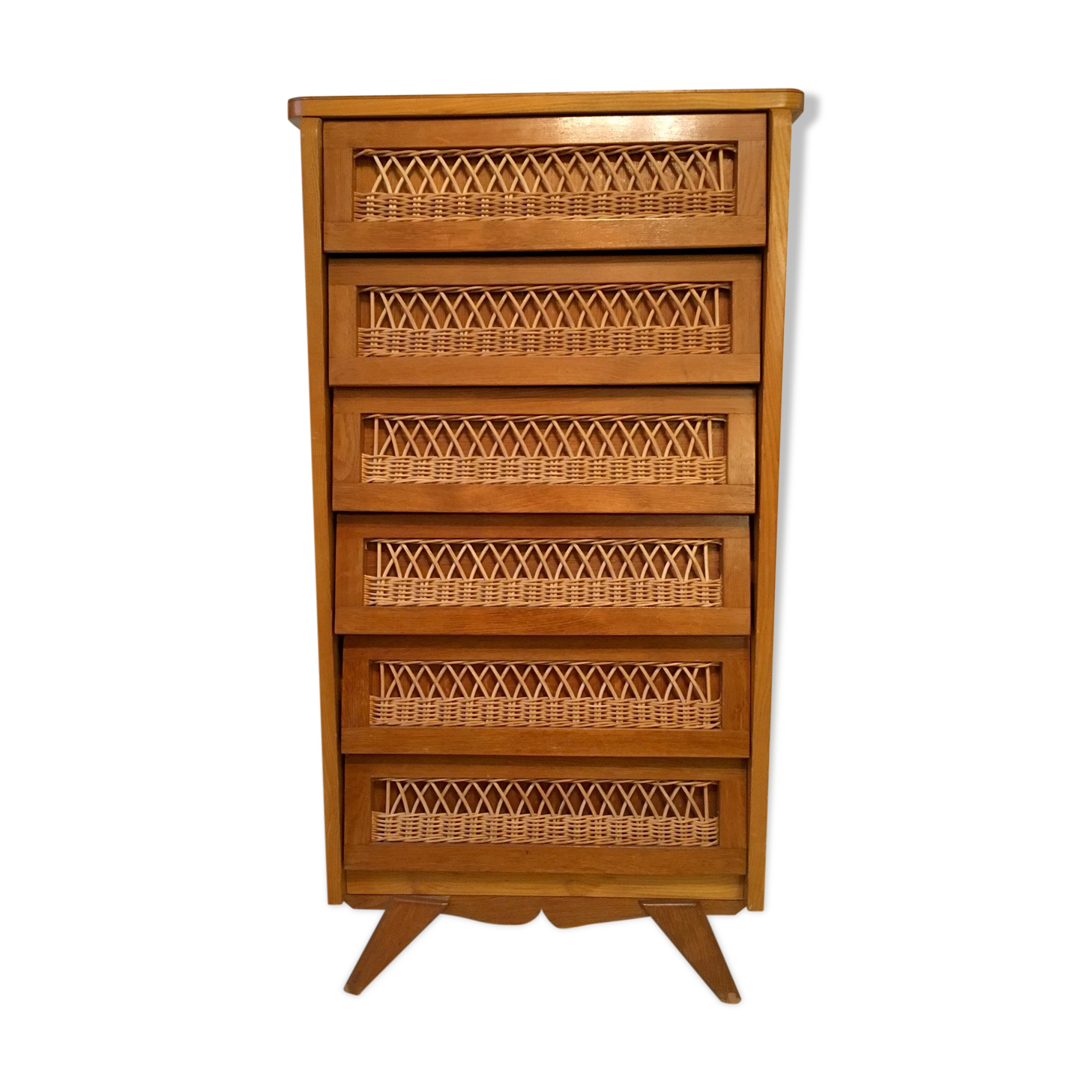 Dresser in rattan feet vintage compass 50s