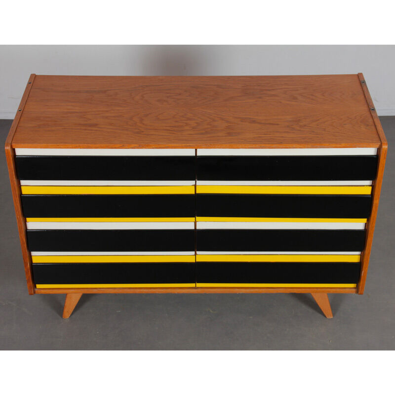 Yellow and black chest of drawers, model U-453, by Jiri Jiroutek, 1960