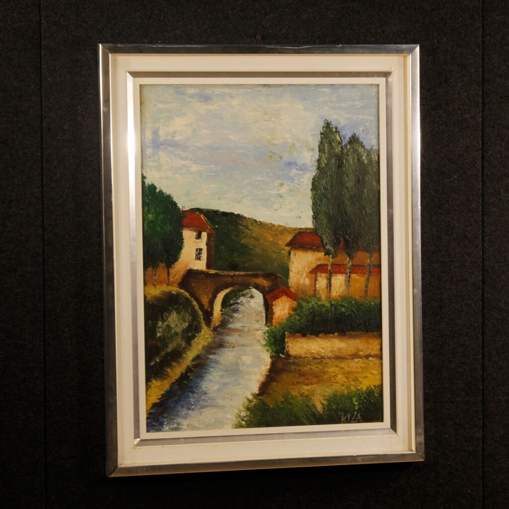 Italian signed landscape painting from 20th century