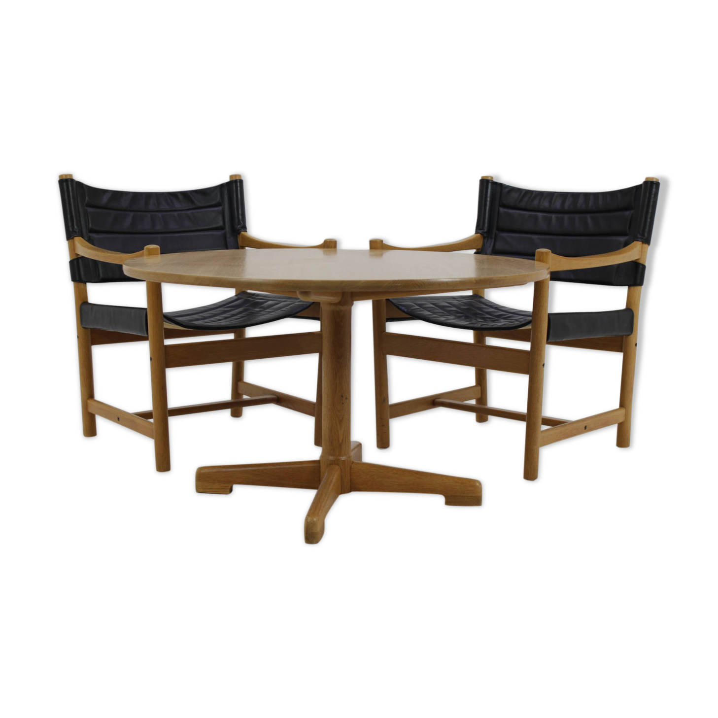 Set of Danish black leather armchairs and coffee table by ditte and adrian heath, 1960s
