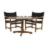 Ensemble de fauteuils en cuir noir danois et table basse par Ditte et Adrian Heath, années 1960