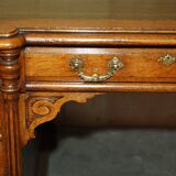 Antique double-sided desk C Hindley & Son in oak and leather