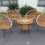 Rattan Lounge Attributed to Janine Abraham Model Soleil