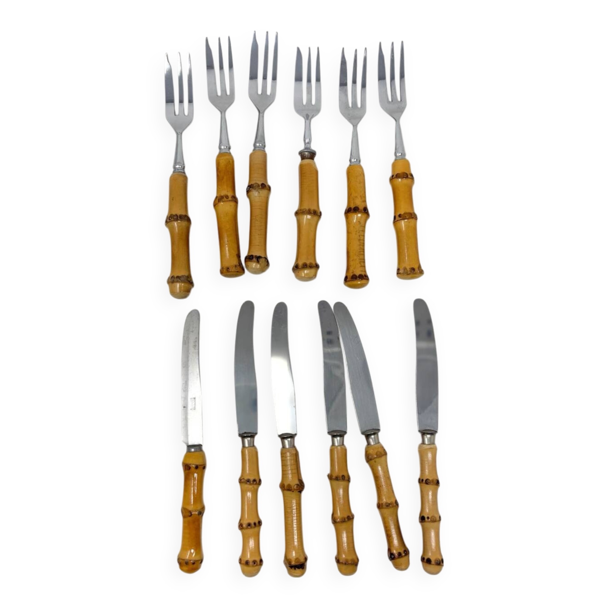 Set of 6 bamboo dessert cutlery