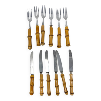 Set of 6 bamboo dessert cutlery