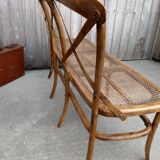 Former bench in wood and caning