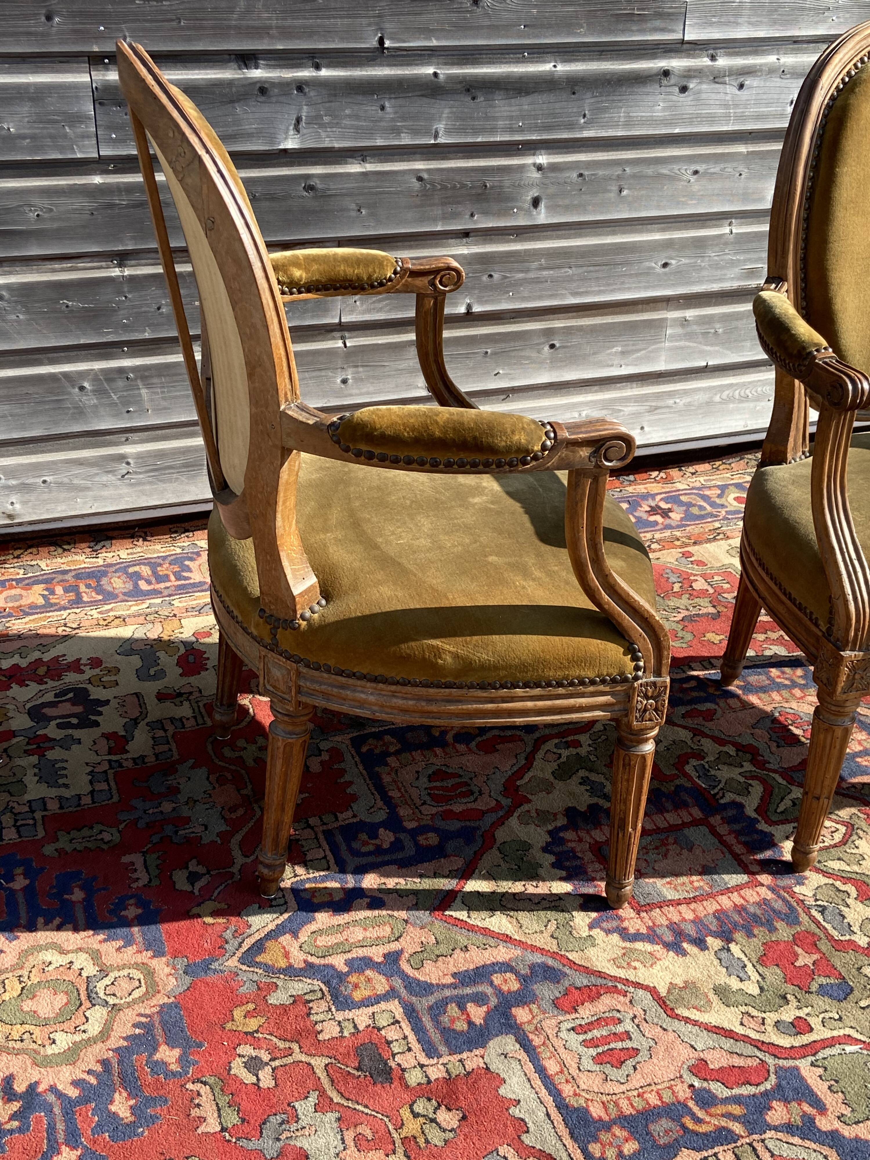 Pair of Louis XVI period medallion armchairs