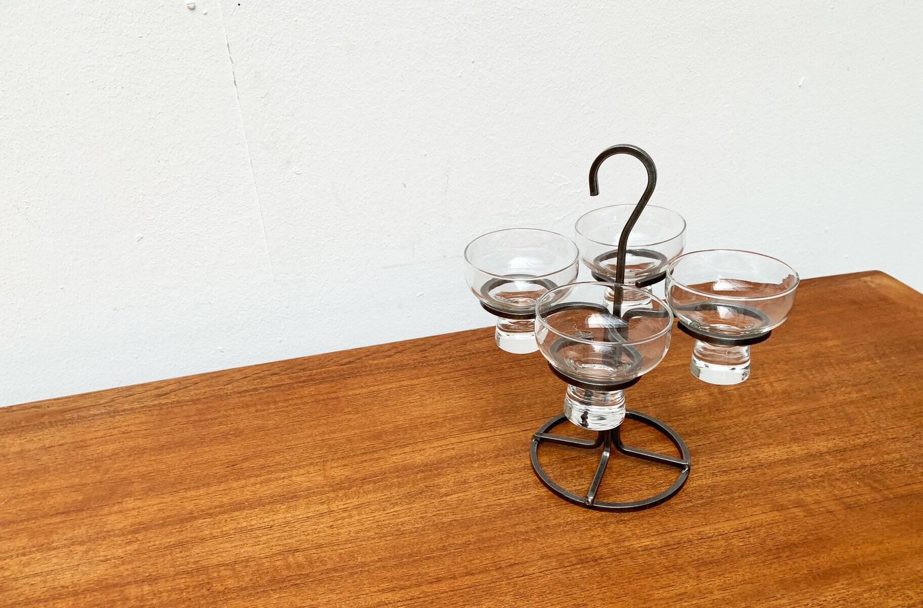 Danish metal and glass candlestick, 1960s