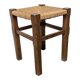 Square stool in wood and straw