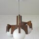 Suspension vintage brutaliste en bois, style moderne du milieu du siècle, Yougoslavie, années 1970
