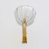 Attributed to Seguso Art Dèco Brass and "Pelugoso" Murano Glass Sconces, Pa