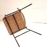 Set de 4 chaise de terrasse en rotin & fer forgé 1960s