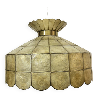 Vintage mother of pearl hanging lamp 1970s