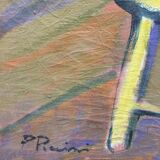 Large vintage figurative painting – Young man sitting – oil on canvas – art