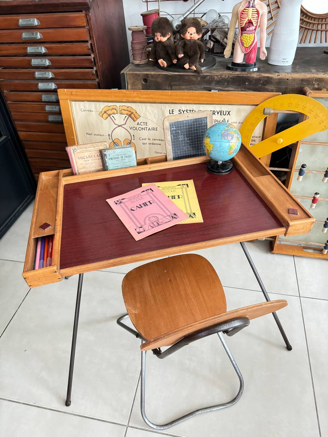 Vintage children's desk and chair set