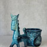 Vintage donkey turquoise blue plant pot / planter