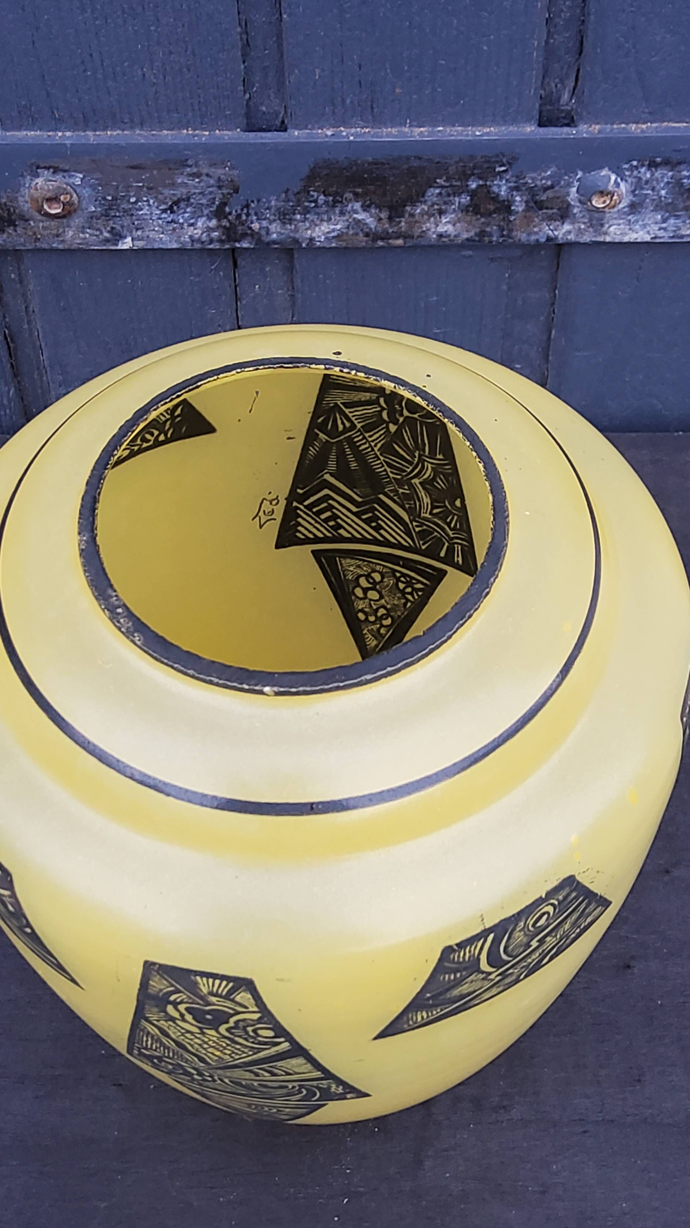 Art deco glass vase signed Legras from the 1930s
