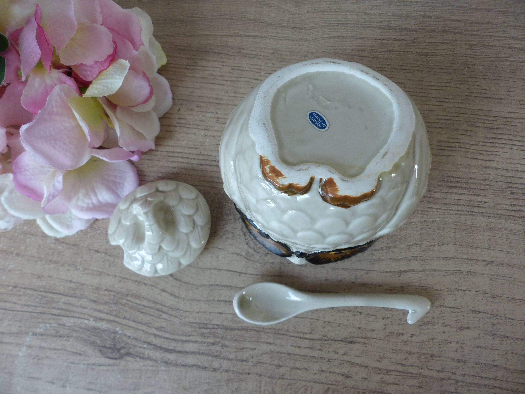 Vintage Ceramic Owl Sugar Bowl Made in Japan