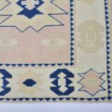 Beige And Blue Oushak Runner Rug sku 3324