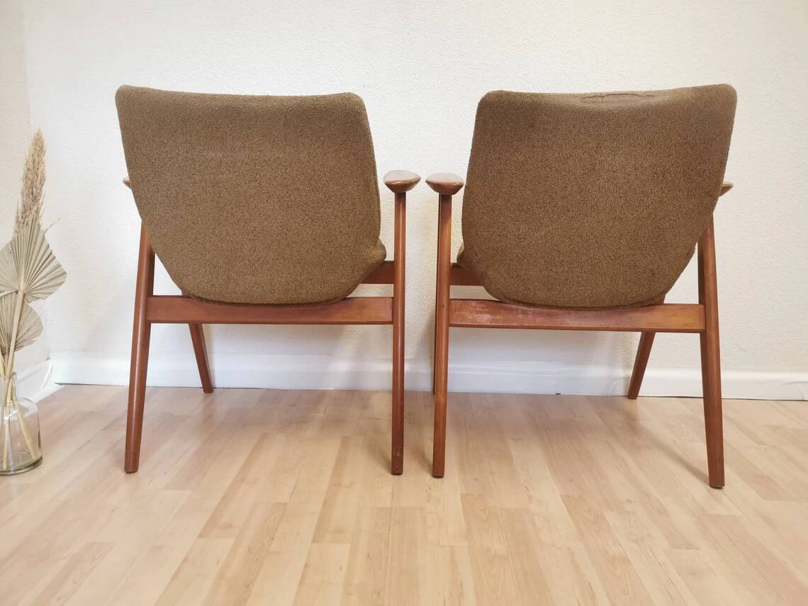 Set of 2 Rare Vintage Lupina Wooden Armchair by Niko Kralj, MCM Shell Chair