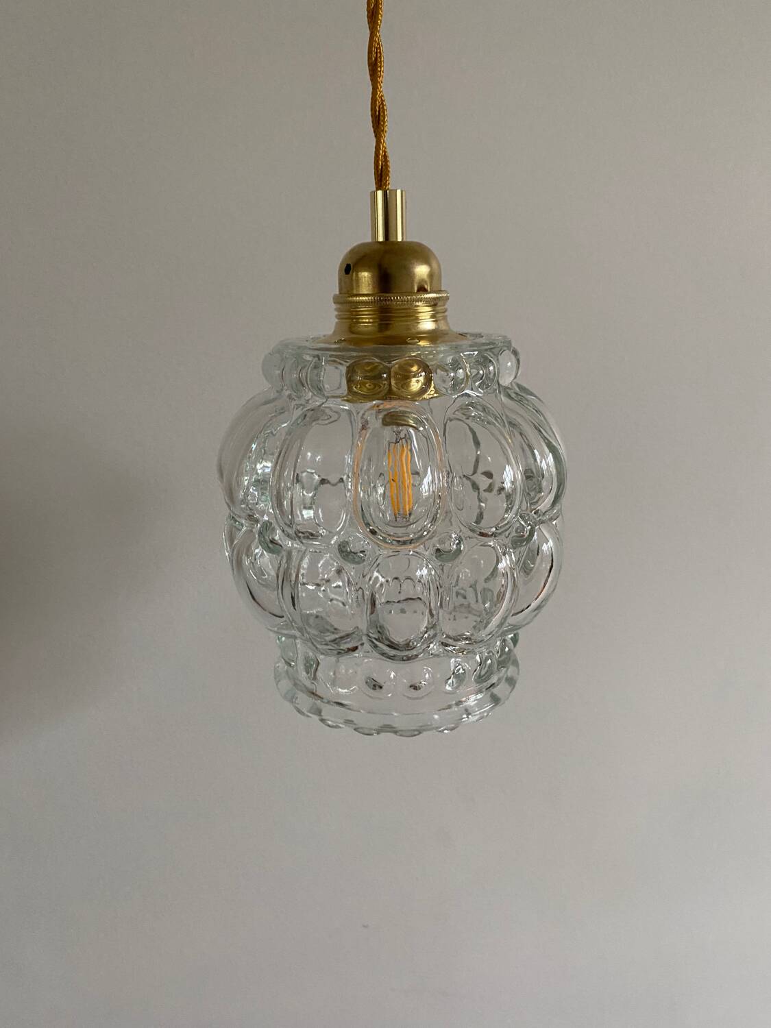Walking lamp with vintage glass globe