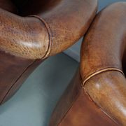 Vintage Dutch cognac coloured leather club chair, set of 2